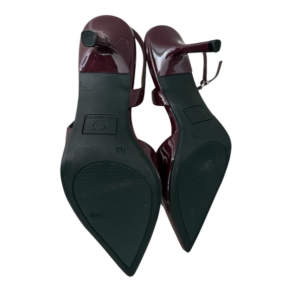 New! GBG Los Angeles Burgundy Patent Slingback Bow Buckle Pointed Toe 7.5M - Picture 4 of 4